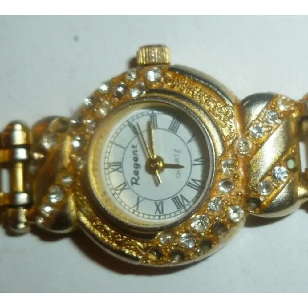 Regent women's watch Gold‎ Tone Quartz Rhinestones
